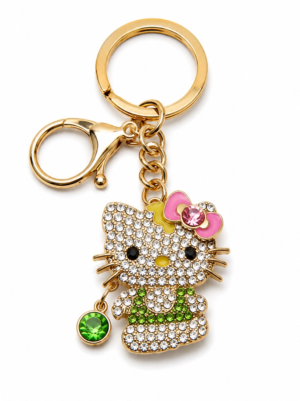 Hello Kitty Rhinestone Keychain Gold Tone Bag Charm Choose Color - Picture 2 of 7